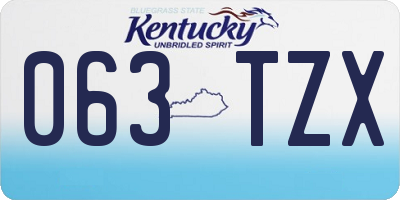 KY license plate 063TZX