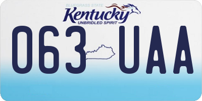 KY license plate 063UAA
