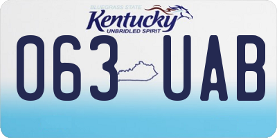KY license plate 063UAB