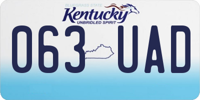 KY license plate 063UAD