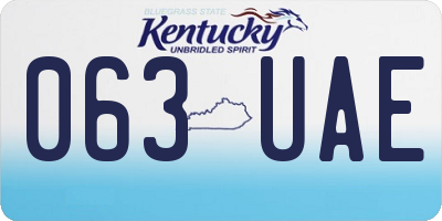 KY license plate 063UAE