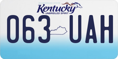 KY license plate 063UAH