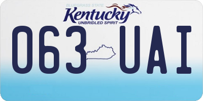 KY license plate 063UAI