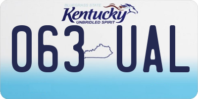 KY license plate 063UAL