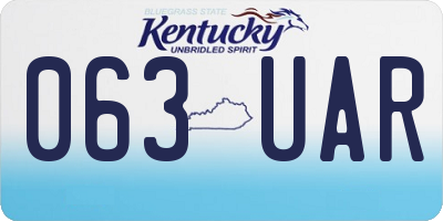 KY license plate 063UAR