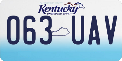 KY license plate 063UAV