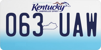KY license plate 063UAW