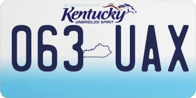 KY license plate 063UAX