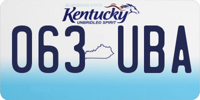 KY license plate 063UBA