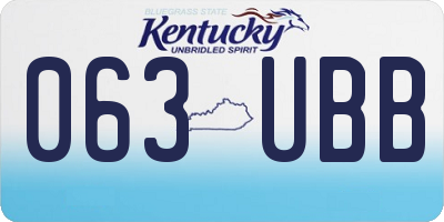 KY license plate 063UBB