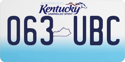 KY license plate 063UBC