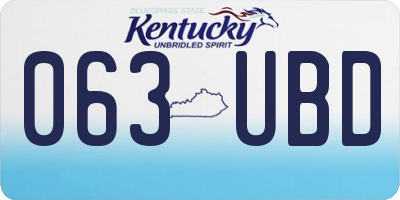 KY license plate 063UBD