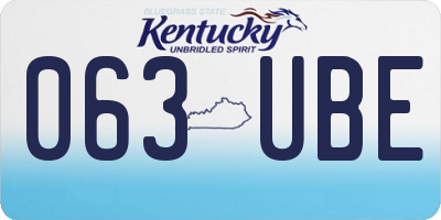 KY license plate 063UBE