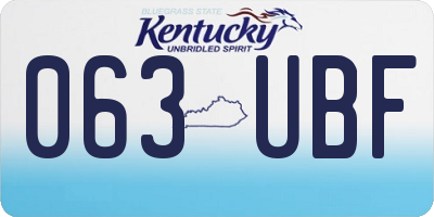 KY license plate 063UBF