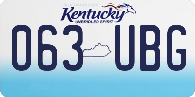 KY license plate 063UBG