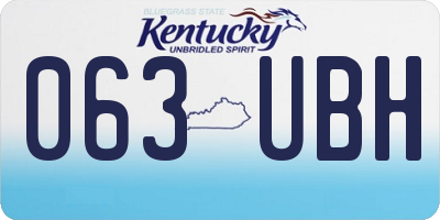 KY license plate 063UBH
