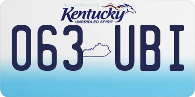 KY license plate 063UBI