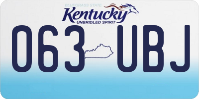 KY license plate 063UBJ