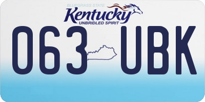 KY license plate 063UBK