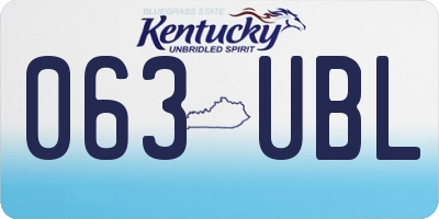 KY license plate 063UBL