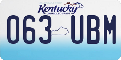 KY license plate 063UBM