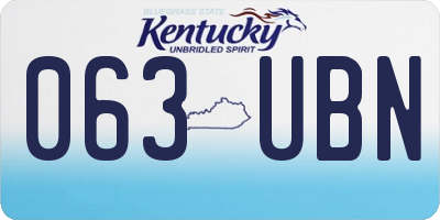 KY license plate 063UBN