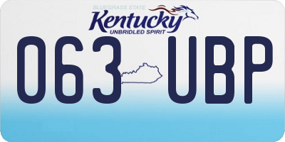 KY license plate 063UBP
