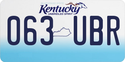 KY license plate 063UBR