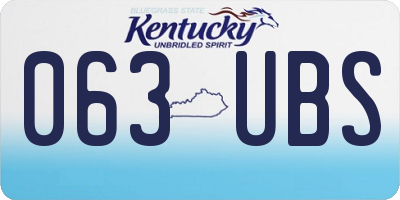 KY license plate 063UBS