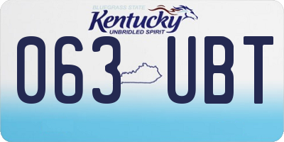 KY license plate 063UBT