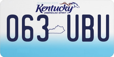 KY license plate 063UBU