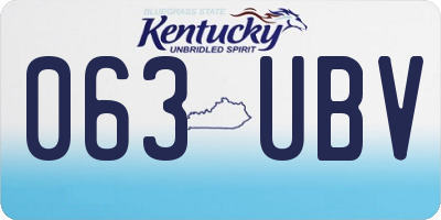 KY license plate 063UBV