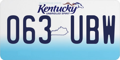KY license plate 063UBW