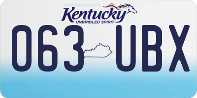KY license plate 063UBX