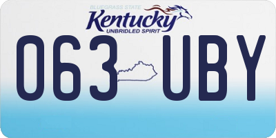 KY license plate 063UBY