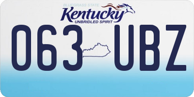 KY license plate 063UBZ