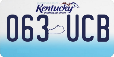 KY license plate 063UCB