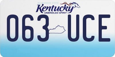 KY license plate 063UCE