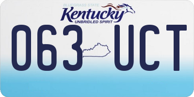 KY license plate 063UCT