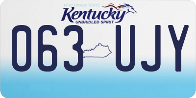 KY license plate 063UJY