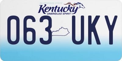 KY license plate 063UKY