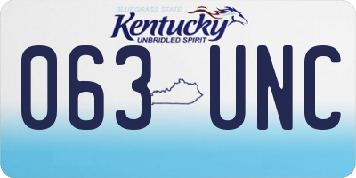 KY license plate 063UNC