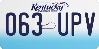 KY license plate 063UPV