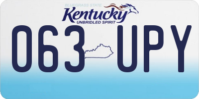 KY license plate 063UPY