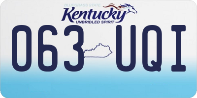 KY license plate 063UQI