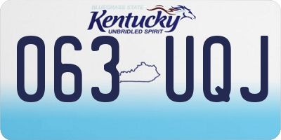 KY license plate 063UQJ