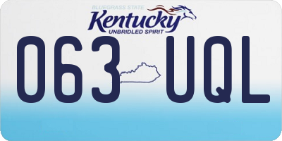 KY license plate 063UQL
