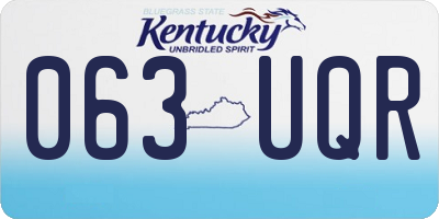KY license plate 063UQR