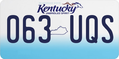 KY license plate 063UQS