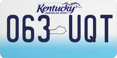 KY license plate 063UQT